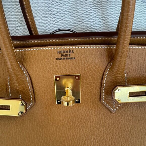 100% Authentic Vintage Birkin Natural Ardennes with GHW 35 Stamp Y - Picture 8 of 16